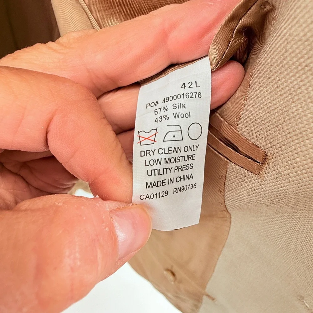 Ralph by Ralph‎ Lauren Tan Silk Wool Blazer Jacket 42L